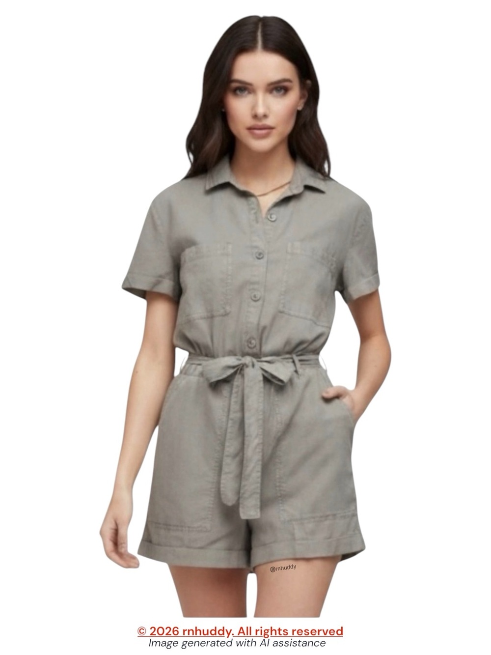 Bella Dahl XS soft army utility tencel romper